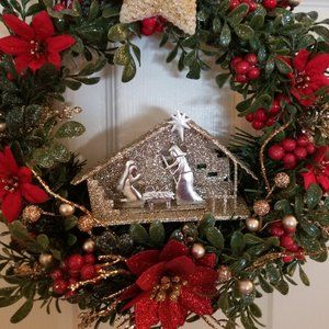 CHRISTMAS wreath, 12" inch. "Christmas Nativity